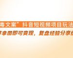 “毒文案”抖音短视频项目玩法,小程序拿图即可变现,复盘经验分享给大家-如意资源库