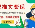 小说推文训练营:引流技巧+爆款实操+矩阵号玩法,百倍效益、百万播放秘笈-如意资源库