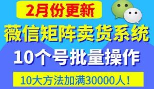 微信矩阵卖货系统,多线程批量养10个微信号,10种加粉落地方法,快速加满3W人卖货!-如意资源库