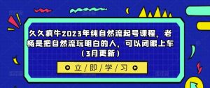 久久疯牛2023年纯自然流起号课程，老杨是把自然流玩明白的人，可以闭眼上车（3月更新）-如意资源库