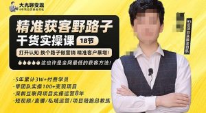 杨光·精准获客野路子，黑科技快速获取精准客户，这也许是全网最低的获客方法了-如意资源库