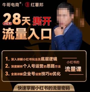 牛哥电商红薯邦28天撕开小红书流量入口，小红书运营系列课，快速掌握小红书的流量密码-如意资源库
