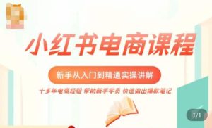 小红书电商新手入门到精通实操课，从入门到精通做爆款笔记，开店运营-如意资源库