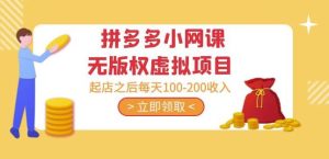 黄岛主·拼多多小网课无版权虚拟项目分享课：起店之后每天100-200收入-如意资源库