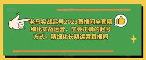 老马实战起号2023直播间全套精细化实战运营，学会正确的起号方式，精细化长期运营直播间-如意资源库