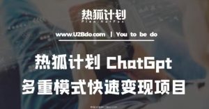 热狐计划：王大陆ChatGpt多重变现实操课，多种模式快速变现-如意资源库