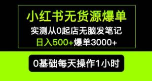 小红书无货源爆单实测从0起店无脑发笔记爆单3000+长期项目可多店-如意资源库