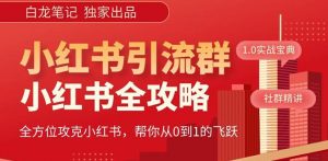 【白龙笔记】价值980元的《小红书运营和引流课》,日引100高质量粉-如意资源库
