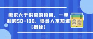 需求大于供应的项目,一单利润50-100,很多人不知道【揭秘】-如意资源库