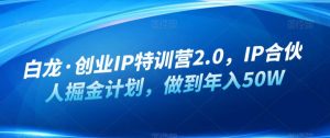 白龙·创业IP特训营2.0,IP合伙人掘金计划,做到年入50W-如意资源库