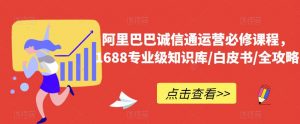 阿里巴巴诚信通运营必修课程，​1688专业级知识库/白皮书/全攻略-如意资源库