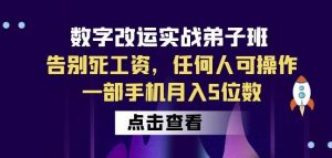 数字改运实战弟子班:告别死工资,任何人可操作,一部手机月入5位数-如意资源库