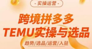 伍跃·跨境拼多多TEMU实操与选品，​趋势/选品/运营/入住（27节完整）-如意资源库