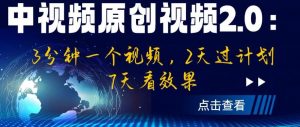 中视频原创视频2.0：3分钟一个视频，2天过计划，7天看效果【揭秘】-如意资源库