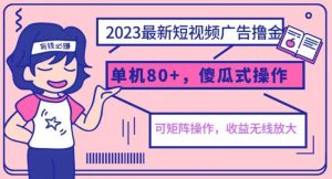 2023最新玩法短视频广告撸金，亲测单机收益80+，可矩阵，傻瓜式操作，小白可上手【揭秘】-如意资源库