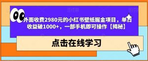外面收费2980元的小红书壁纸掘金项目，单日收益破1000+，一部手机即可操作【揭秘】-如意资源库