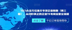 ‎TikTok全方位通关专项企业陪跑【第三期】，从0到1真正的企业TK电商运营全流程-如意资源库