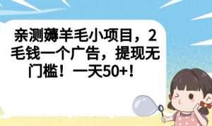 亲测薅羊毛小项目，2毛钱一个广告，提现无门槛！一天50+【揭秘】-如意资源库