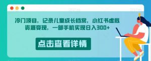 冷门项目,记录儿童成长档案,小红书虚拟资源变现,一部手机实现日入300+【揭秘】-如意资源库