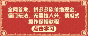 全网首发，拼多多砍价撸现金，偏门玩法，无需拉人头，傻瓜式操作保姆教程【揭秘】-如意资源库