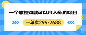 一单卖299-2688，一个靠复购就可以月入6k的暴利项目【揭秘】-如意资源库
