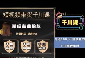 短视频带货-千川专业投放课，​精细化专业投放，计划纠正，提升ROI-如意资源库
