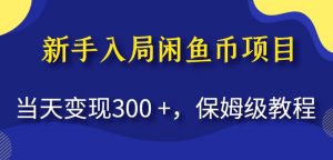 新手入局闲鱼币项目，当天变现300+，保姆级教程【揭秘】-如意资源库