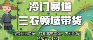 冷门赛道三农领域带货，视频拍摄简单，转化高带货强，农村必做！【揭秘】-如意资源库
