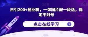 日引200+创业粉，一张图片配一段话，稳定不封号【揭秘】-如意资源库