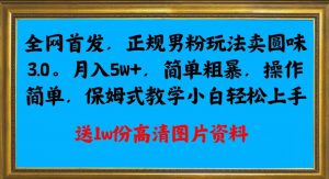 全网首发正规男粉玩法卖圆味3.0,月入5W+,简单粗暴,操作简单,保姆式教学,小白轻松上手-如意资源库