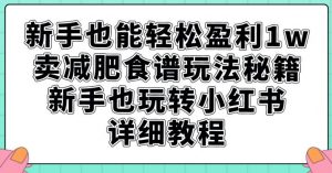 新手也能轻松盈利1w,卖减肥食谱玩法秘籍,新手也玩转小红书详细教程【揭秘】-如意资源库