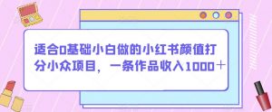 适合0基础小白做的小红书颜值打分小众项目，一条作品收入1000＋【揭秘】-如意资源库