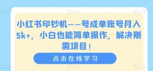 小红书印钞机——号成单账号月入5k+,小白也能简单操作,解决刚需项目【揭秘】-如意资源库
