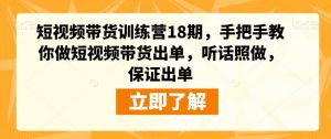 短视频带货训练营18期，手把手教你做短视频带货出单，听话照做，保证出单-如意资源库