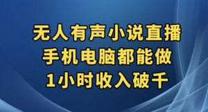 抖音无人有声小说直播，手机电脑都能做，1小时收入破千【揭秘】-如意资源库