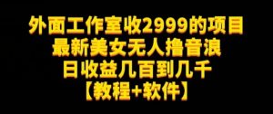外面工作室收2999的项目最新美女无人撸音浪日收益几百到几千【教程+软件】(仅揭秘)-如意资源库