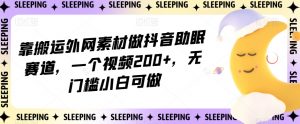 靠搬运外网素材做抖音助眠赛道，一个视频200+，无门槛小白可做【揭秘】-如意资源库