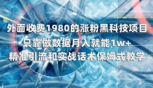 外面收费1980的涨粉黑科技项目，只靠做数据月入就能1w+【揭秘】-如意资源库