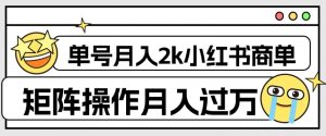 外面收费1980的小红书商单保姆级教程，单号月入2k，矩阵操作轻松月入过万-如意资源库