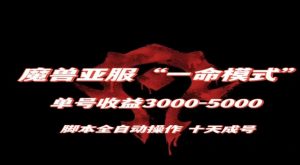魔兽亚服一命模式，10天成号-单号3千-5千，脚本全自动操作，保姆级教学【揭秘】-如意资源库