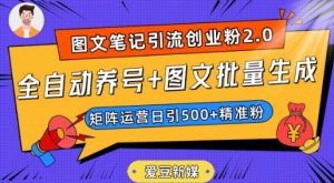 爱豆新媒：全自动养号+图文批量生成，日引500+创业粉（抖音小红书图文笔记2.0）-如意资源库