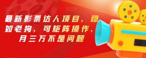 最新影票达人项目，稳如老狗，可矩阵操作，月三万不是问题【揭秘】-如意资源库