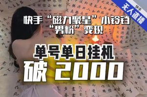 【日入破2000】快手无人直播不进人？“磁力聚星”没收益？不会卡屏、卡同城流量？最新课程会通通解决！-如意资源库