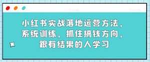 小红书实战落地运营方法，系统训练，抓住搞钱方向，跟有结果的人学习-如意资源库