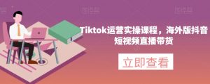 Tiktok运营实操课程，海外版抖音短视频直播带货-如意资源库