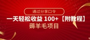薅羊毛项目，靠分享口令，一天轻松收益100+【附教程】【揭秘】-如意资源库