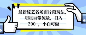 最新综艺名场面片段玩法，明星自带流量，日入200+，小白可做【揭秘】-如意资源库