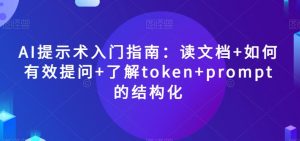 AI提示术入门指南:读文档+如何有效提问+了解token+prompt的结构化【揭秘】-如意资源库
