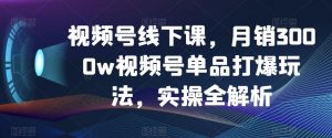 视频号线下课，月销3000w视频号单品打爆玩法，实操全解析-如意资源库