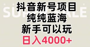 抖音蓝海赛道，必须是新账号，日入4000+【揭秘】-如意资源库